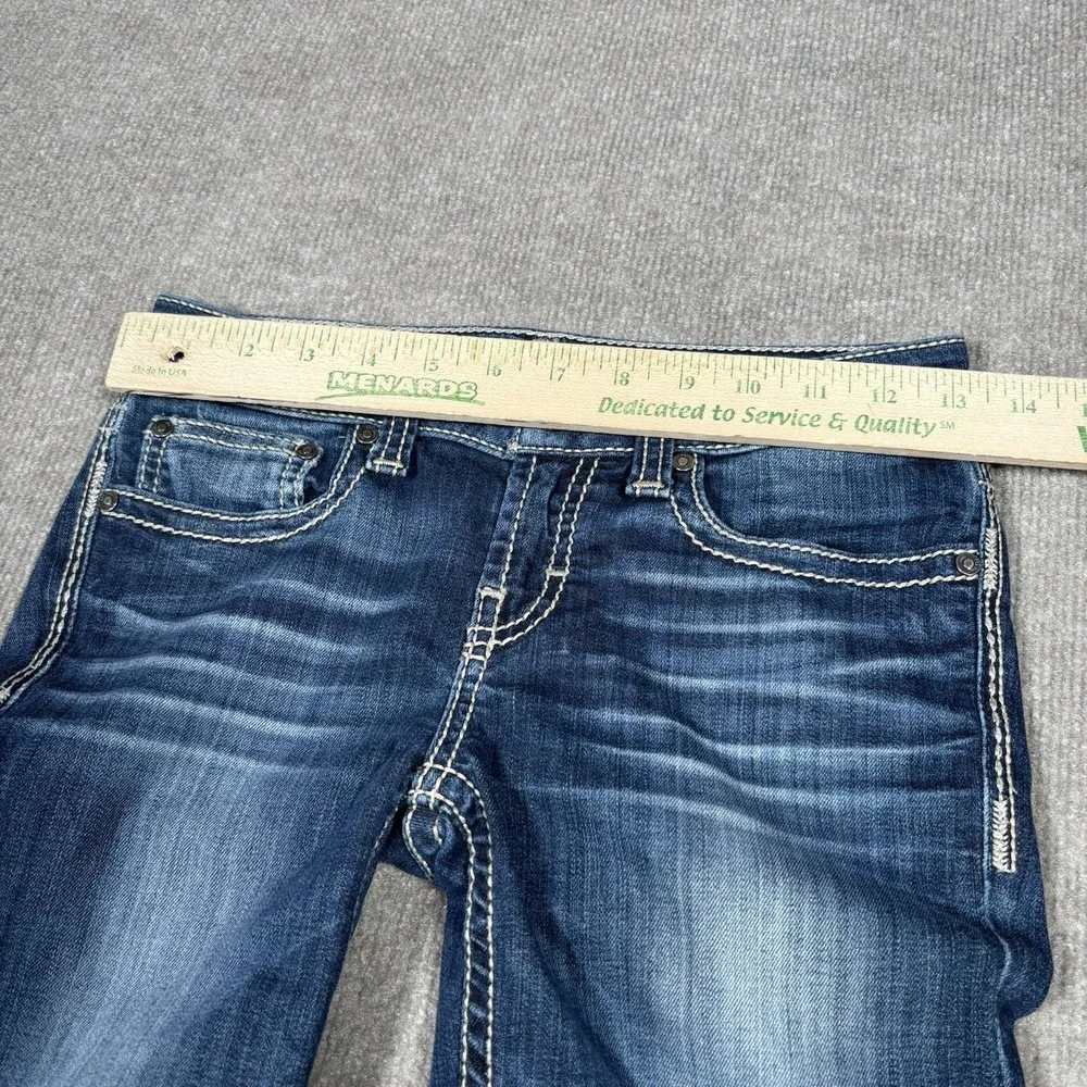 BKE Jeans Youth Girls Size 14 Adelyn Crop Dark Blue Denim Faded Distressed Y2K